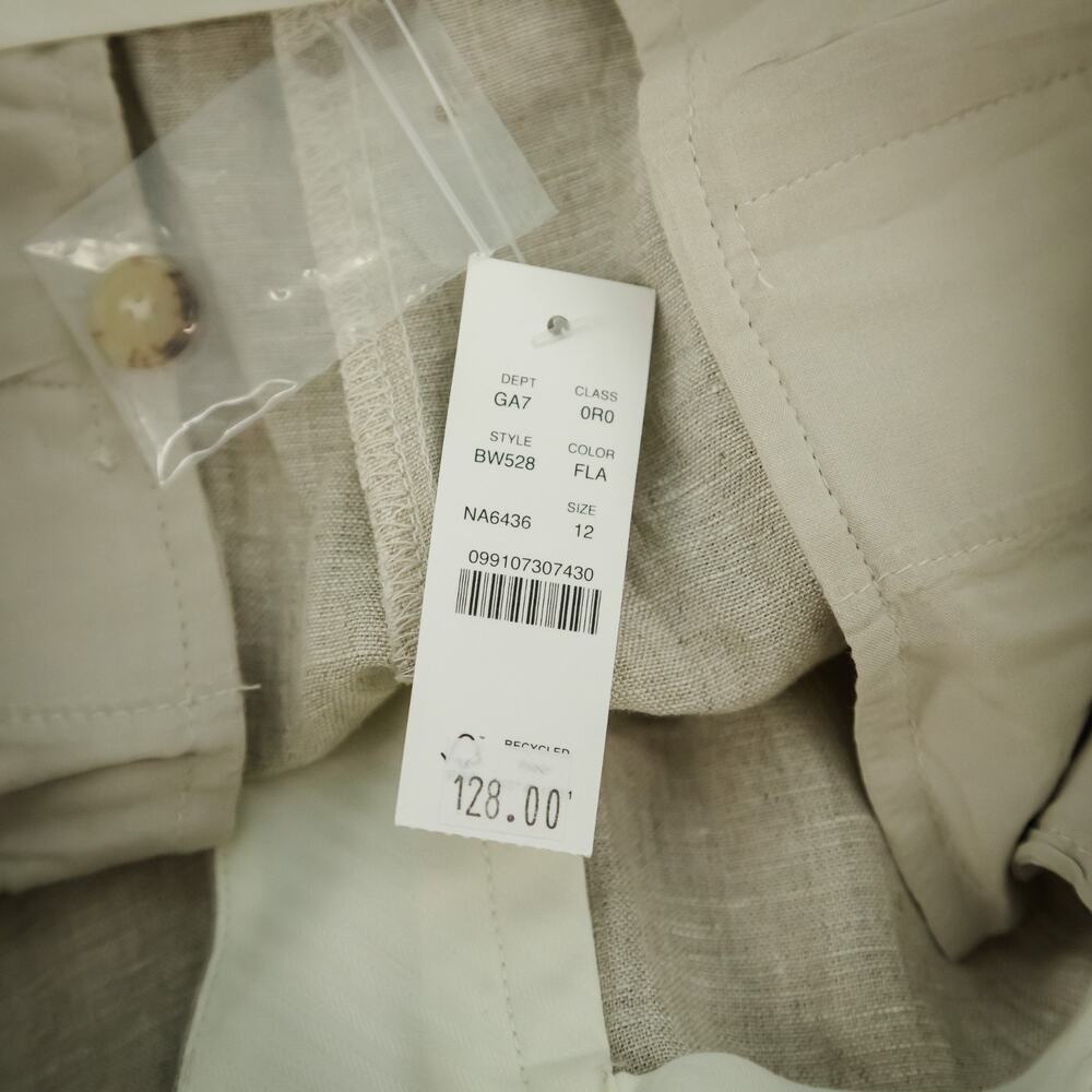 J. Crew Size 12 Essential Wide Leg Pant Beige Solid 100% Linen Pants NEW - Picture 6 of 8